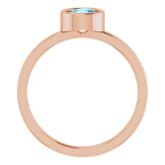 14K Rose 5.5 mm Natural Aquamarine Ring