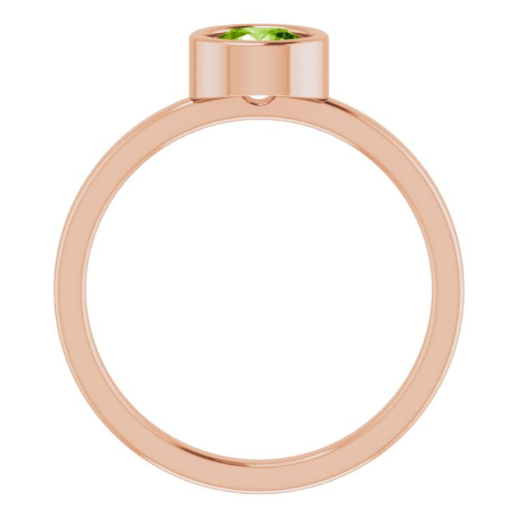 14K Rose 5.5 mm Natural Peridot Ring