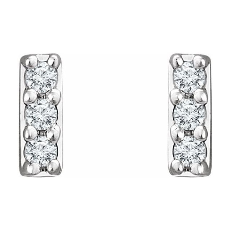 14K White .05 CTW Lab-Grown Diamond Bar Earrings