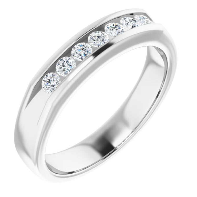 14K White 3/8 CTW Natural Diamond Band