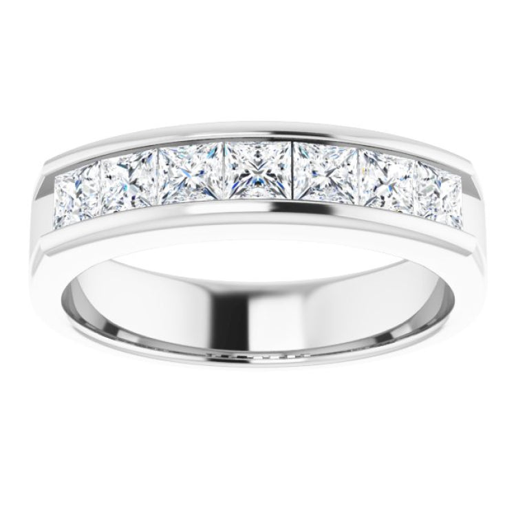 14K White 1 3/8 CTW Natural Diamond Band