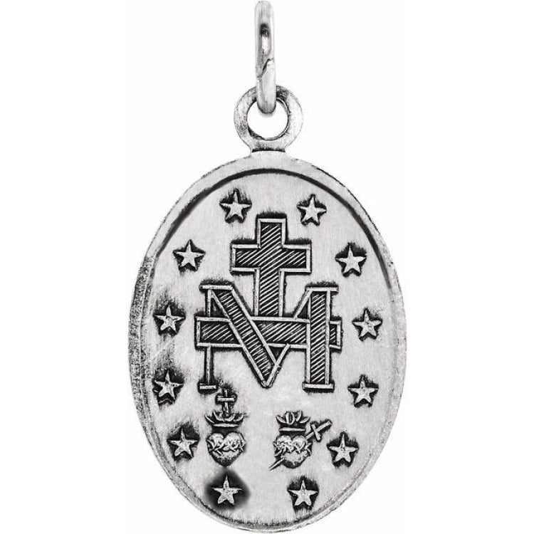 14K White 23x16 mm Oval Miraculous Medal
