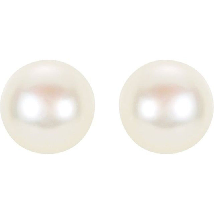 14K Yellow Panache® Cultured White Freshwater Pearl Stud Earrings