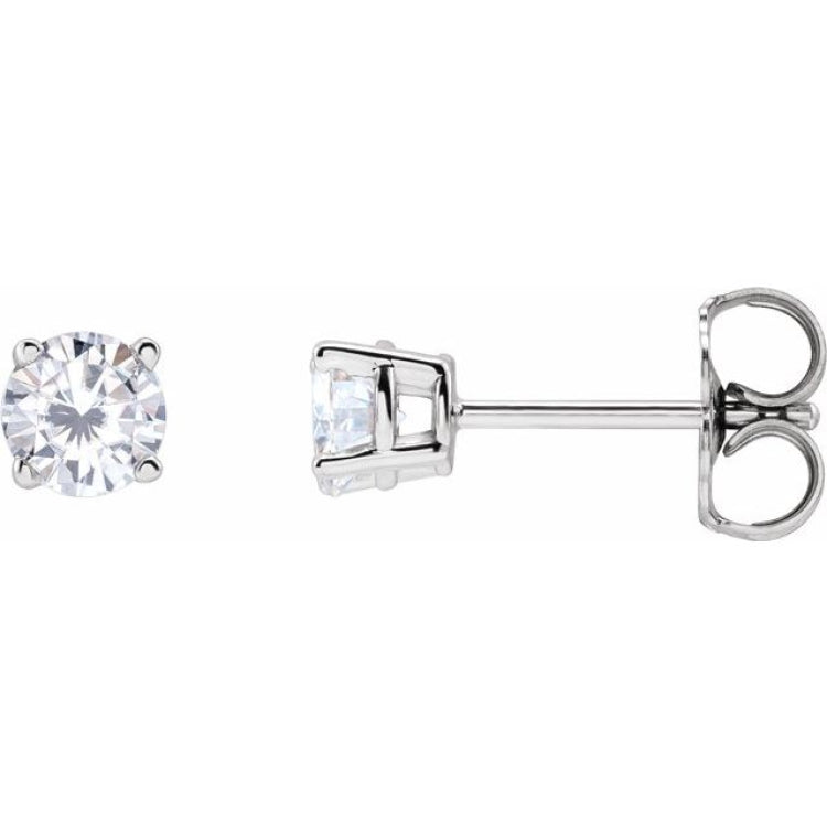 Sterling Silver 4 mm Stuller Lab-Grown Moissanite Stud Earrings