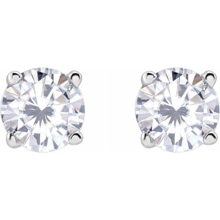 Sterling Silver 4 mm Stuller Lab-Grown Moissanite Earrings