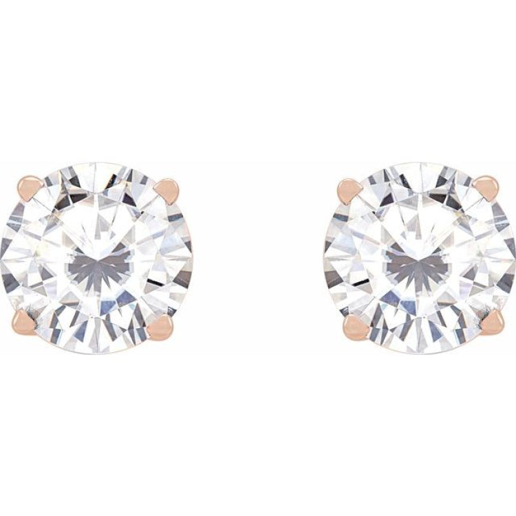 14K Rose 6.5 mm Stuller Lab-Grown Moissanite Stud Earrings