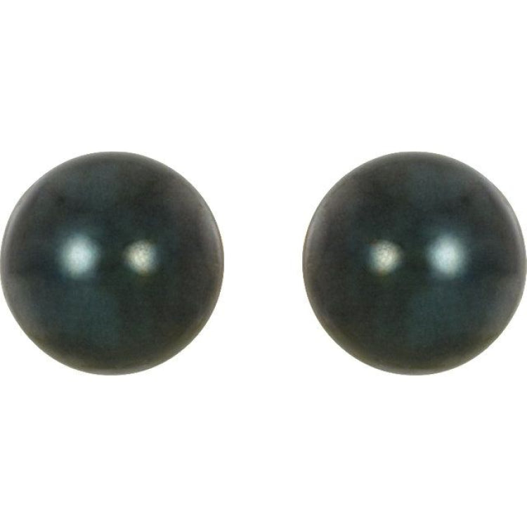 14K Yellow 7 mm Cultured Black Akoya Pearl Earrings