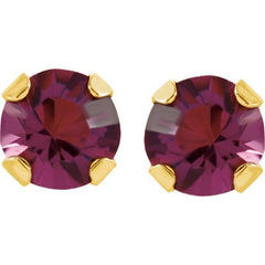 14K Yellow Imitation Amethyst Inverness® Piercing Stud Earrings