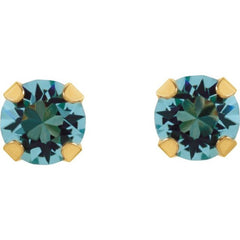 14K Yellow Imitation Aquamarine Inverness® Piercing Stud Earrings