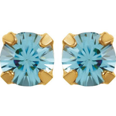 24K Gold-Plated Stainless Steel Imitation Aquamarine Inverness® Piercing Earrings