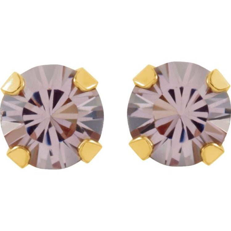 14K Yellow Imitation Alexandrite Inverness® Piercing Stud Earrings