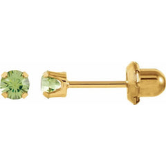 14K Yellow Imitation Peridot Inverness® Piercing Stud Earrings