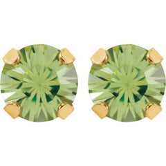 14K Yellow Imitation Peridot Inverness® Piercing Stud Earrings