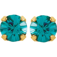 14K Yellow Imitation Blue Crystal Inverness® Piercing Stud Earrings