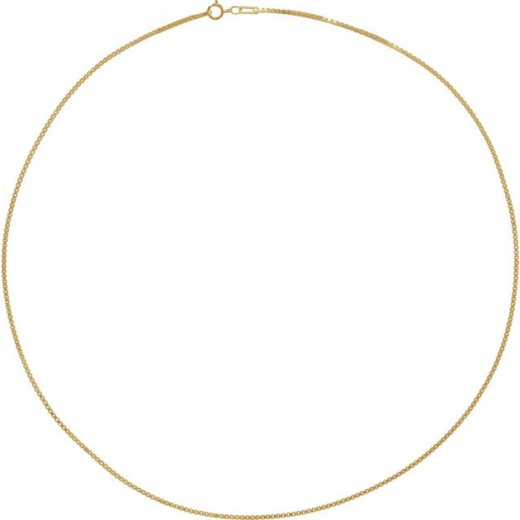 14K Yellow 1.3 mm Diamond-Cut Box 24" Chain