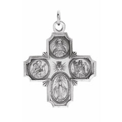 14K White 30x29 mm Four-Way Cross Medal