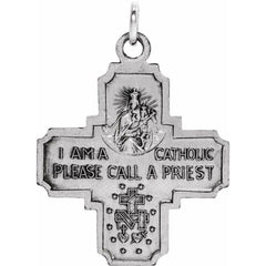14K White 30x29 mm Four-Way Cross Medal