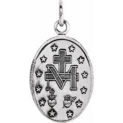 14K White 19x14 mm Oval Miraculous Medal