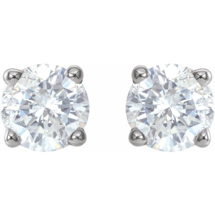 Sterling Silver 4.5 mm Imitation White Cubic Zirconia Stud Earrings