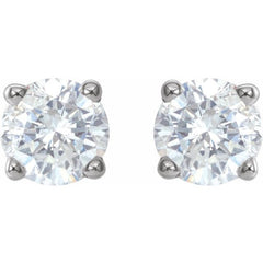 Sterling Silver 4.5 mm Imitation White Cubic Zirconia Stud Earrings