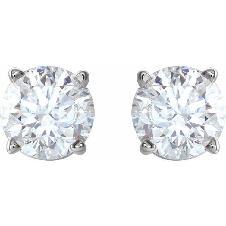 Sterling Silver 7 mm Imitation White Cubic Zirconia Stud Earrings