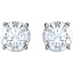 Sterling Silver 7 mm Imitation White Cubic Zirconia Stud Earrings