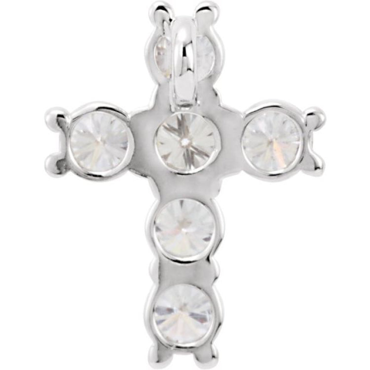 14K White 3/4 CTW Natural Diamond Cross Pendant