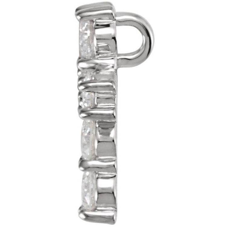 14K White 1/2 CTW Natural Diamond Cross Pendant