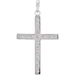 14K White 1 CTW Natural Diamond Cross Pendant
