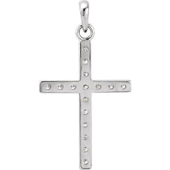 14K White 1 1/4 CTW Natural Diamond Cross Pendant