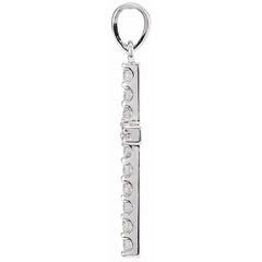 14K White 1 3/8 CTW Natural Diamond Cross Pendant
