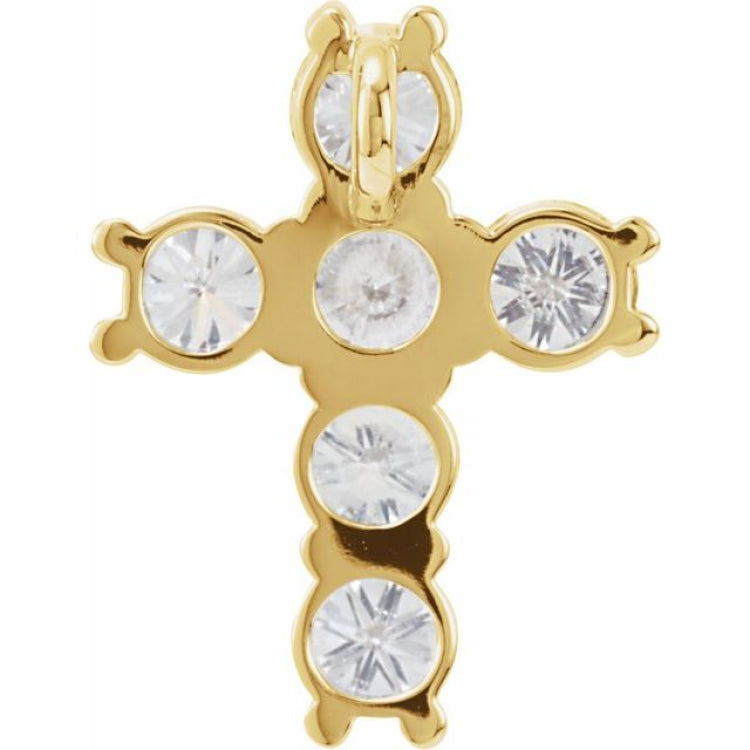 14K Yellow 1 3/8 CTW Natural Diamond Cross Pendant