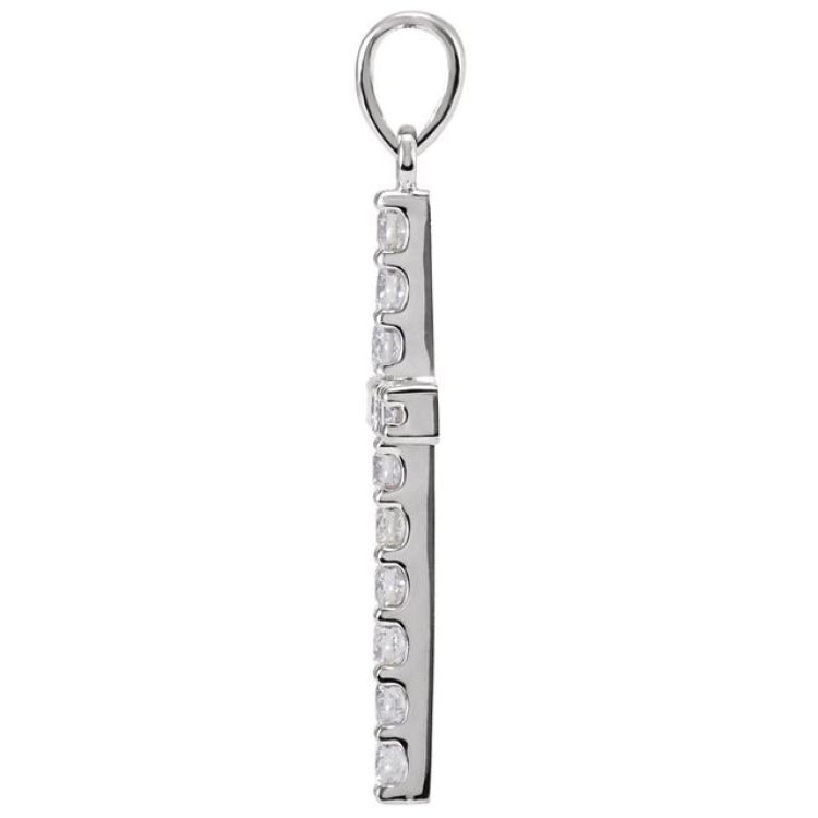 14K White 3/4 CTW Natural Diamond Cross Pendant