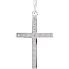 14K White 3/4 CTW Natural Diamond Cross Pendant