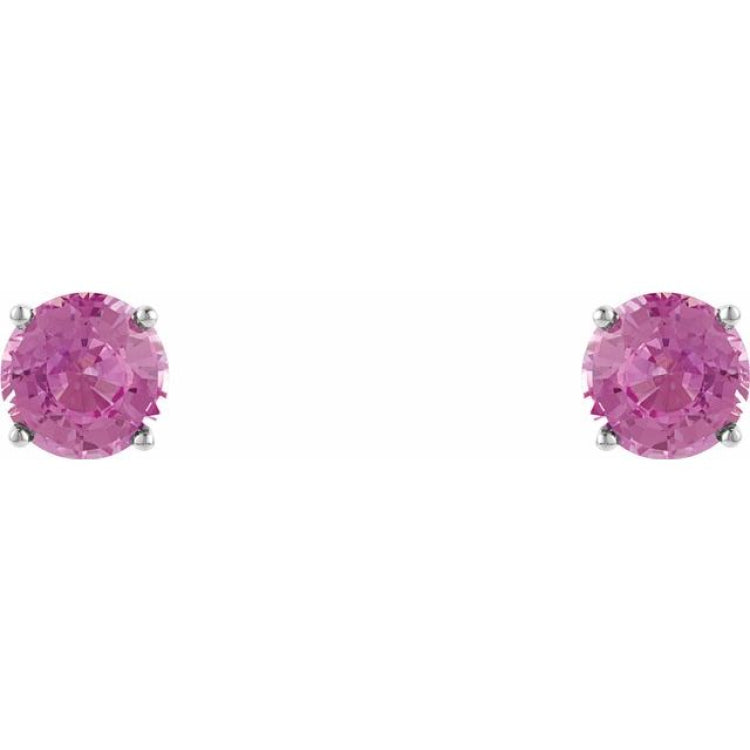 14K White 5 mm Natural Pink Sapphire Stud Earrings