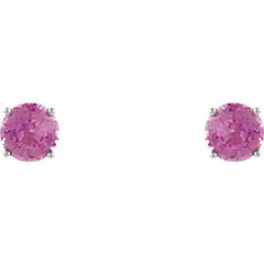 14K White 5 mm Natural Pink Sapphire Stud Earrings