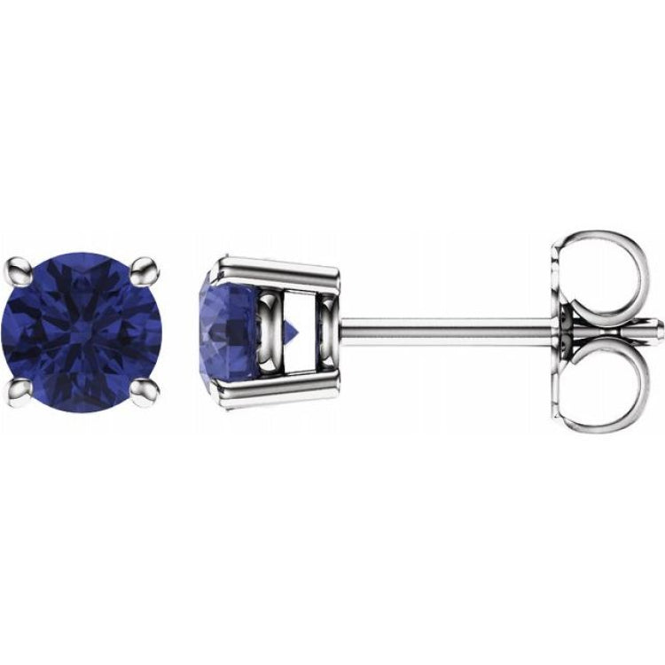 14K White 5 mm Natural Tanzanite Stud Earrings