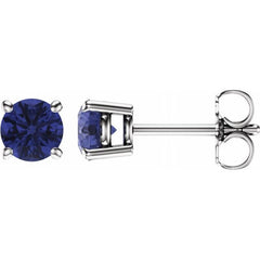 14K White 5 mm Natural Tanzanite Stud Earrings
