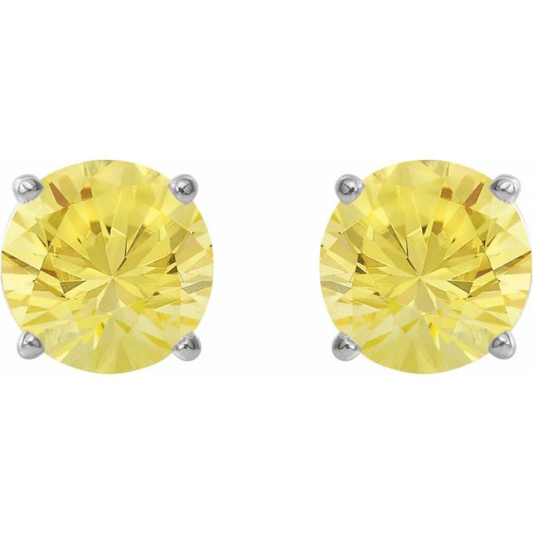 14K White 5 mm Natural Yellow Sapphire Stud Earrings