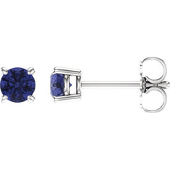 14K White 4 mm Natural Tanzanite Stud Earrings