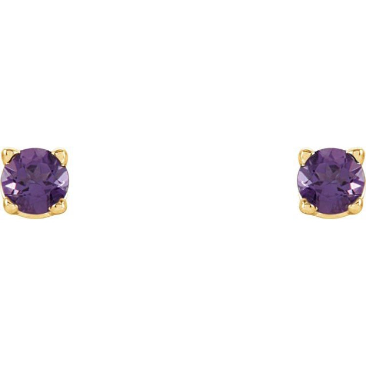 14K Yellow 2.5 mm Natural Amethyst Stud Earrings