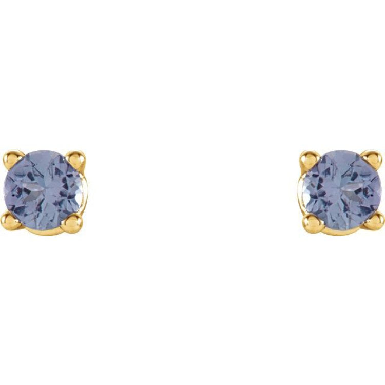 14K Yellow 2.5 mm Natural Tanzanite Stud Earrings