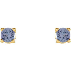 14K Yellow 2.5 mm Natural Tanzanite Stud Earrings