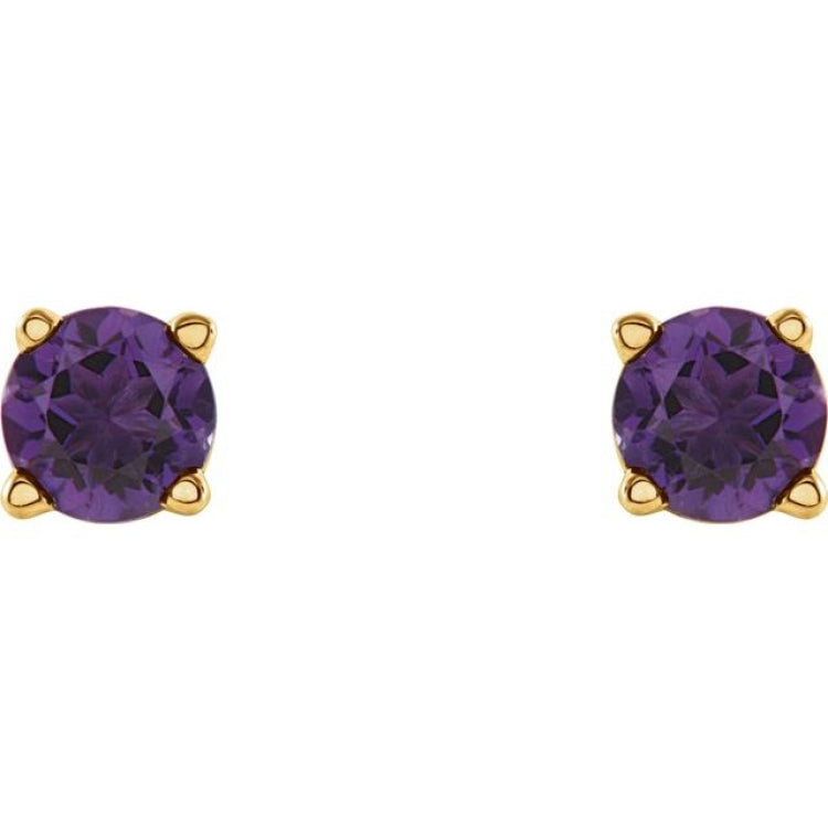 14K Yellow 4 mm Natural Amethyst Stud Earrings