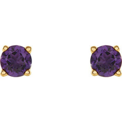 14K Yellow 4 mm Natural Amethyst Stud Earrings