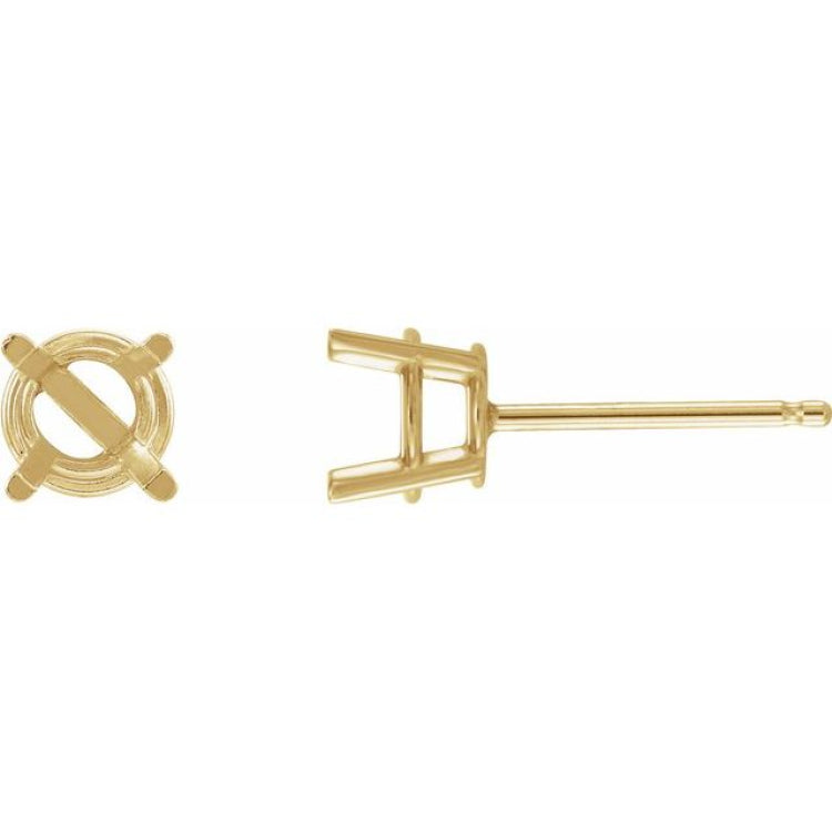 14K Yellow 4 mm Natural Emerald Stud Earrings