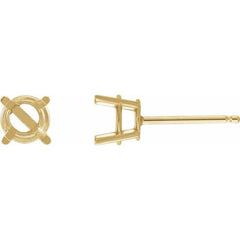 14K Yellow 4 mm Natural Emerald Stud Earrings