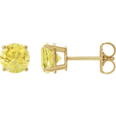14K Yellow Gold 4 mm Natural Yellow Sapphire Earrings
