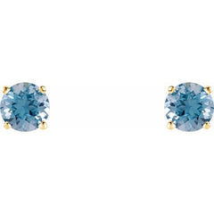 14K Yellow 5 mm Natural Aquamarine Stud Earrings