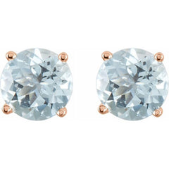 14K Rose 5 mm Natural Aquamarine Stud Earrings